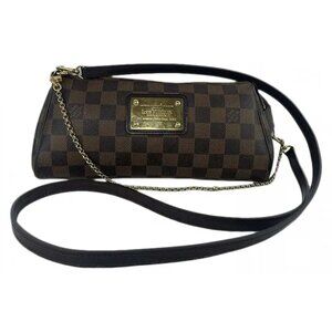 Authentic Louis Vuitton Eva Clutch Damier Ebene Crossbody Shoulder Bag